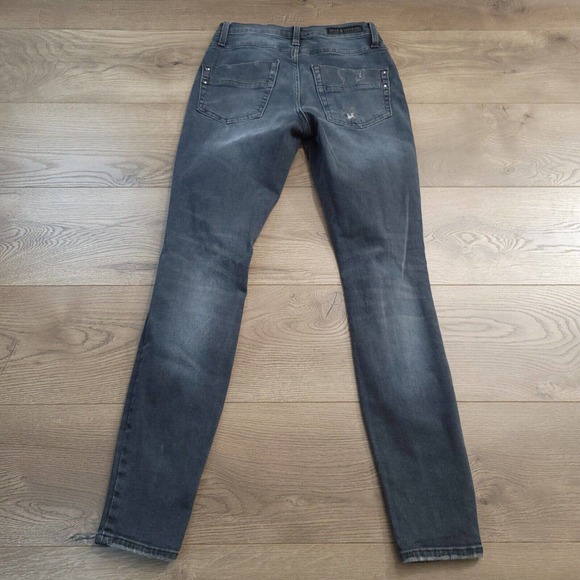 Rock & Republic Jeans Womens 6 Blue Kashmiere Distressed Low Rise Stretch Denim - Picture 2 of 10